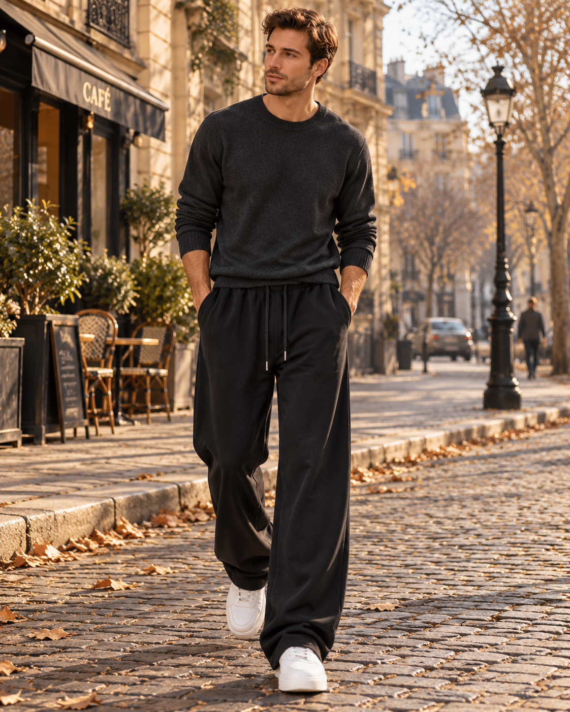 Serio Men's Jogger Trousers – Relaxed Fit, Elastic Waist & Side Pockets