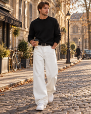 Cedie Jeans da Uomo – Denim Elasticizzato, Vestibilità Ampia, Gamba Larga e 5 Tasche