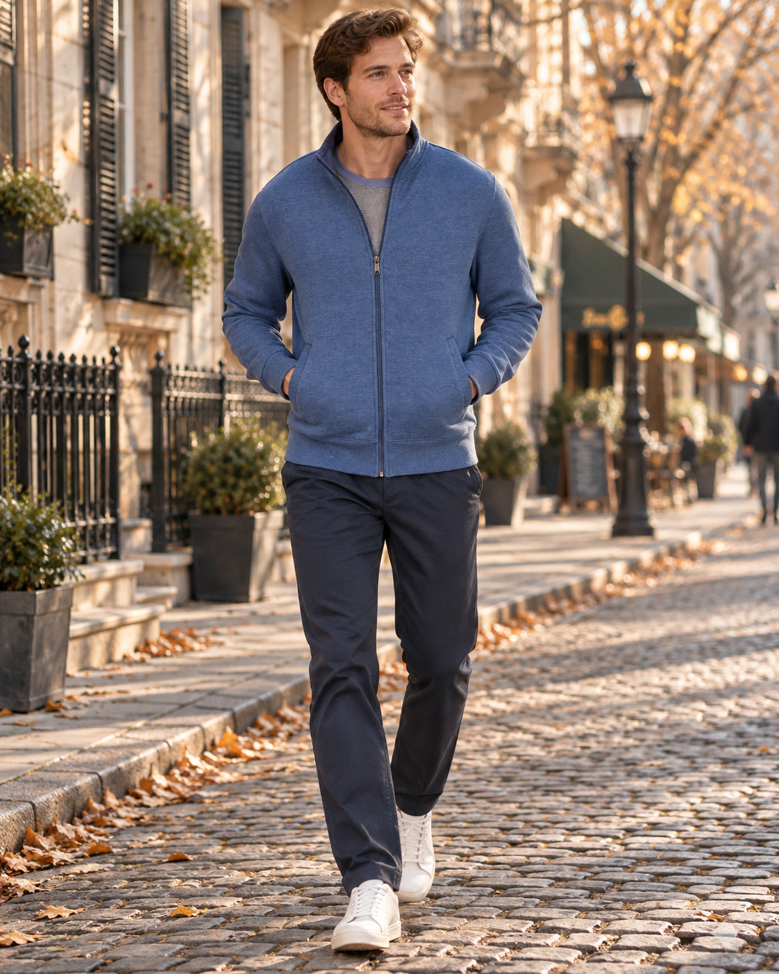 Sudadera con cremallera de hombre Everett – Cuello alto, forro polar suave, mangas largas y bolsillos