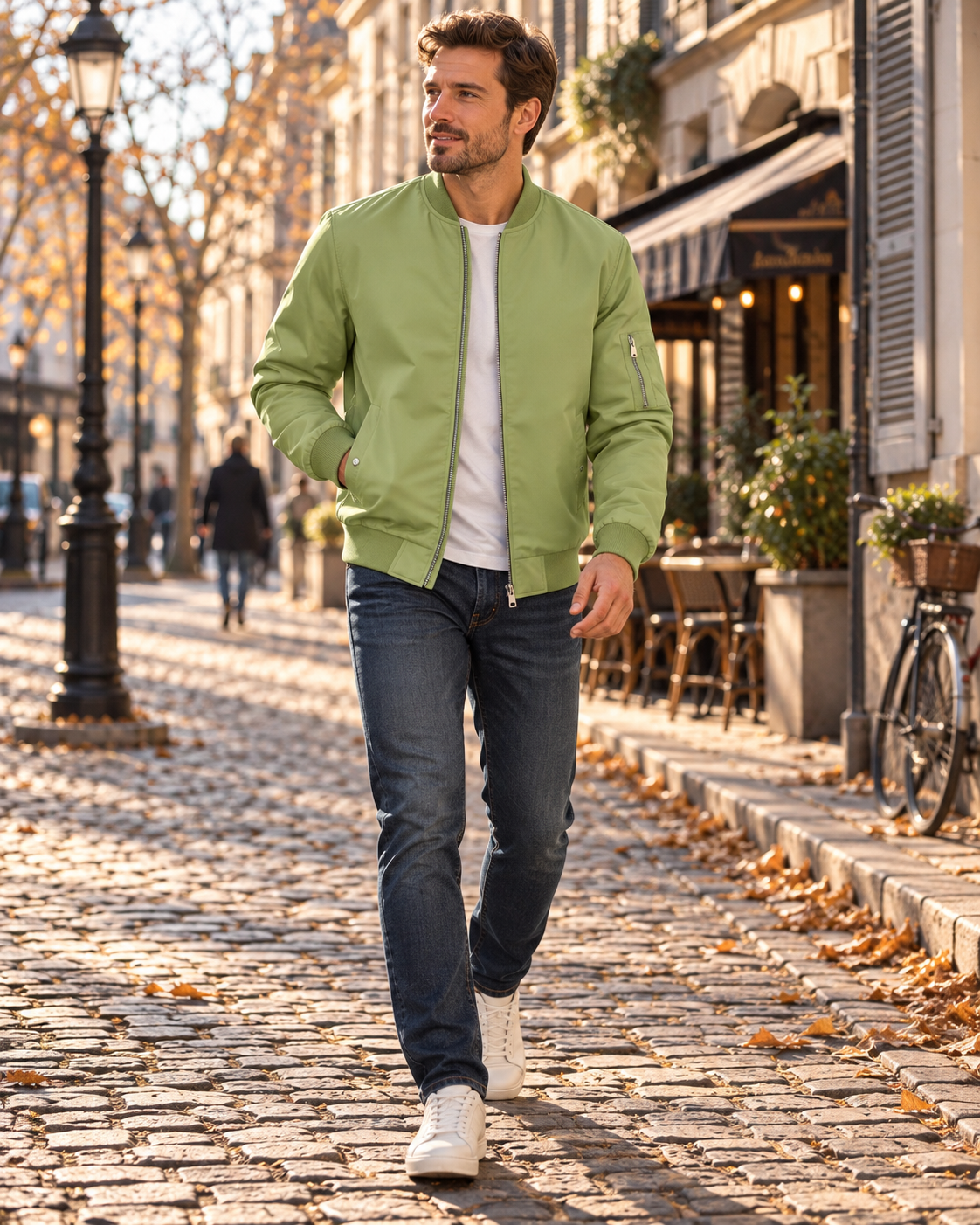 Colin Lightweight Men's Bomber Jacket – Zip-Up Windbreaker, Stand Collar & Multiple Pockets