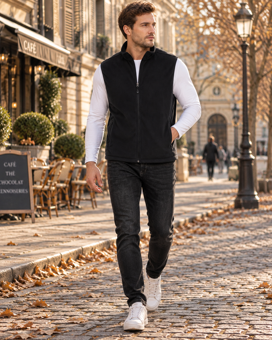 Dindo Gilet Polaire Homme – Sans Manches, Col Montant, Zip Intégral et Poches Zippées