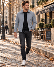 Cyan Men's Lightweight Jacket – Windproof, Fold-Down Collar, Full Zip and Zipped Pockets
