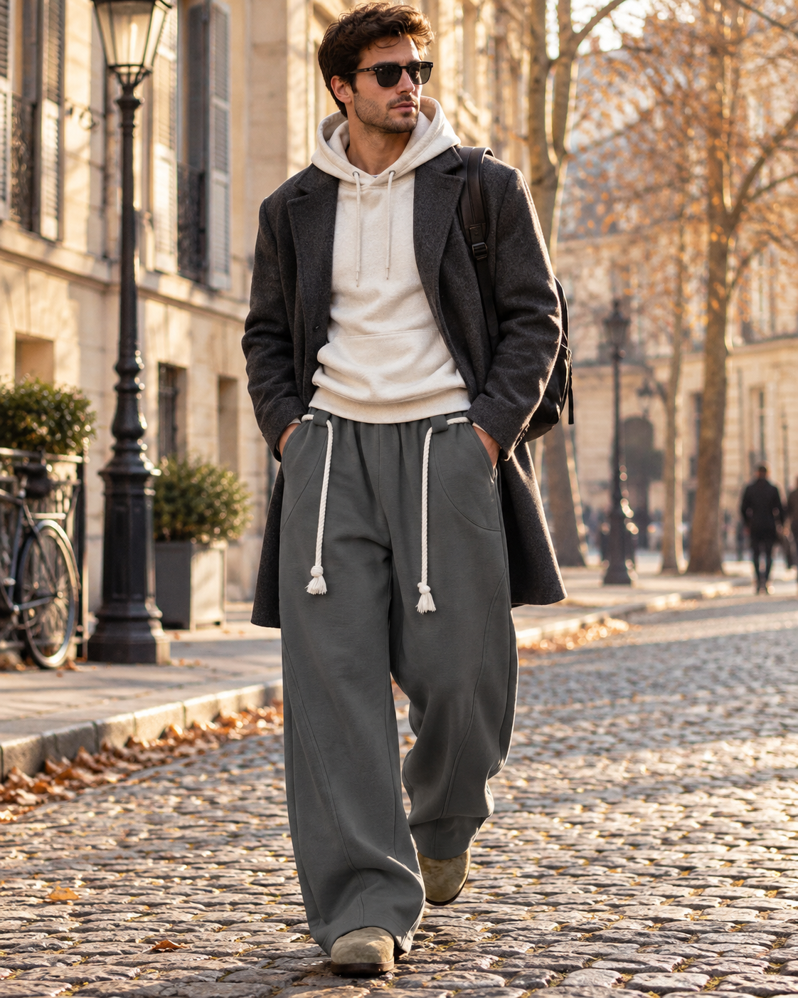 Chase herenbroek – ruime barrel-fit, elastische taille, decoratief trekkoord en zakken