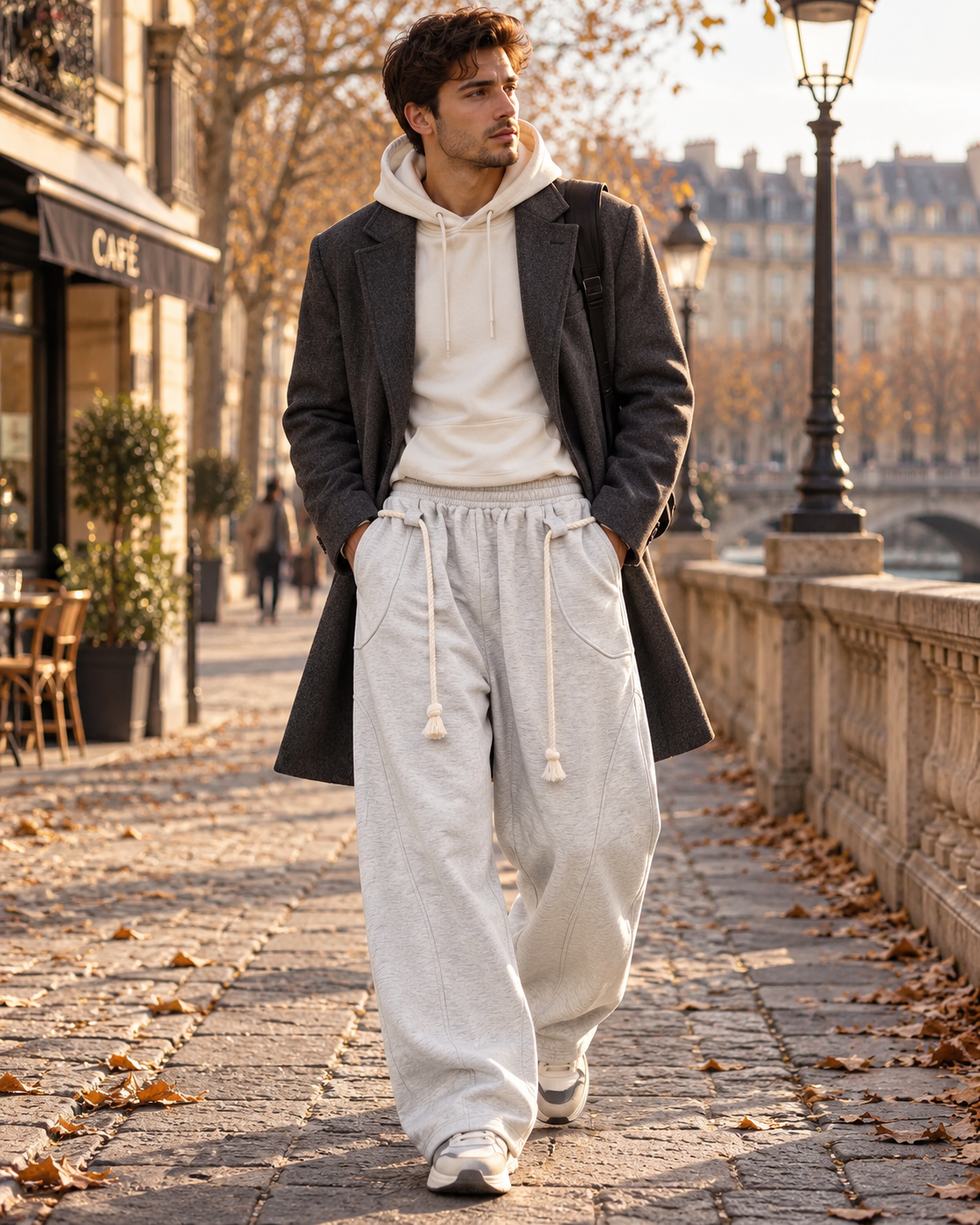 Chase herenbroek – ruime barrel-fit, elastische taille, decoratief trekkoord en zakken