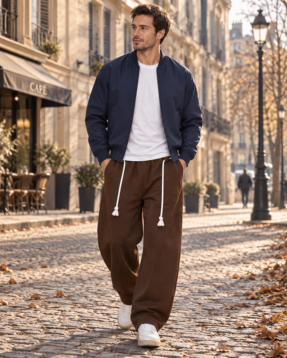 Chase herenbroek – ruime barrel-fit, elastische taille, decoratief trekkoord en zakken