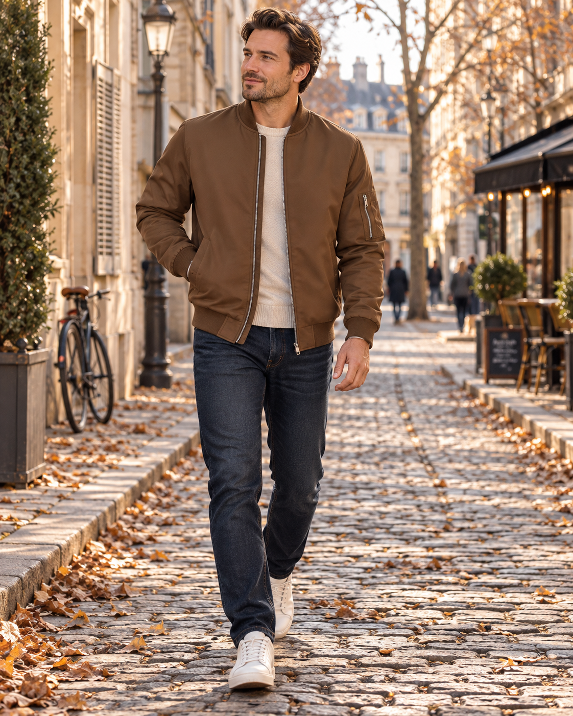 Colin Lightweight Men's Bomber Jacket – Zip-Up Windbreaker, Stand Collar & Multiple Pockets