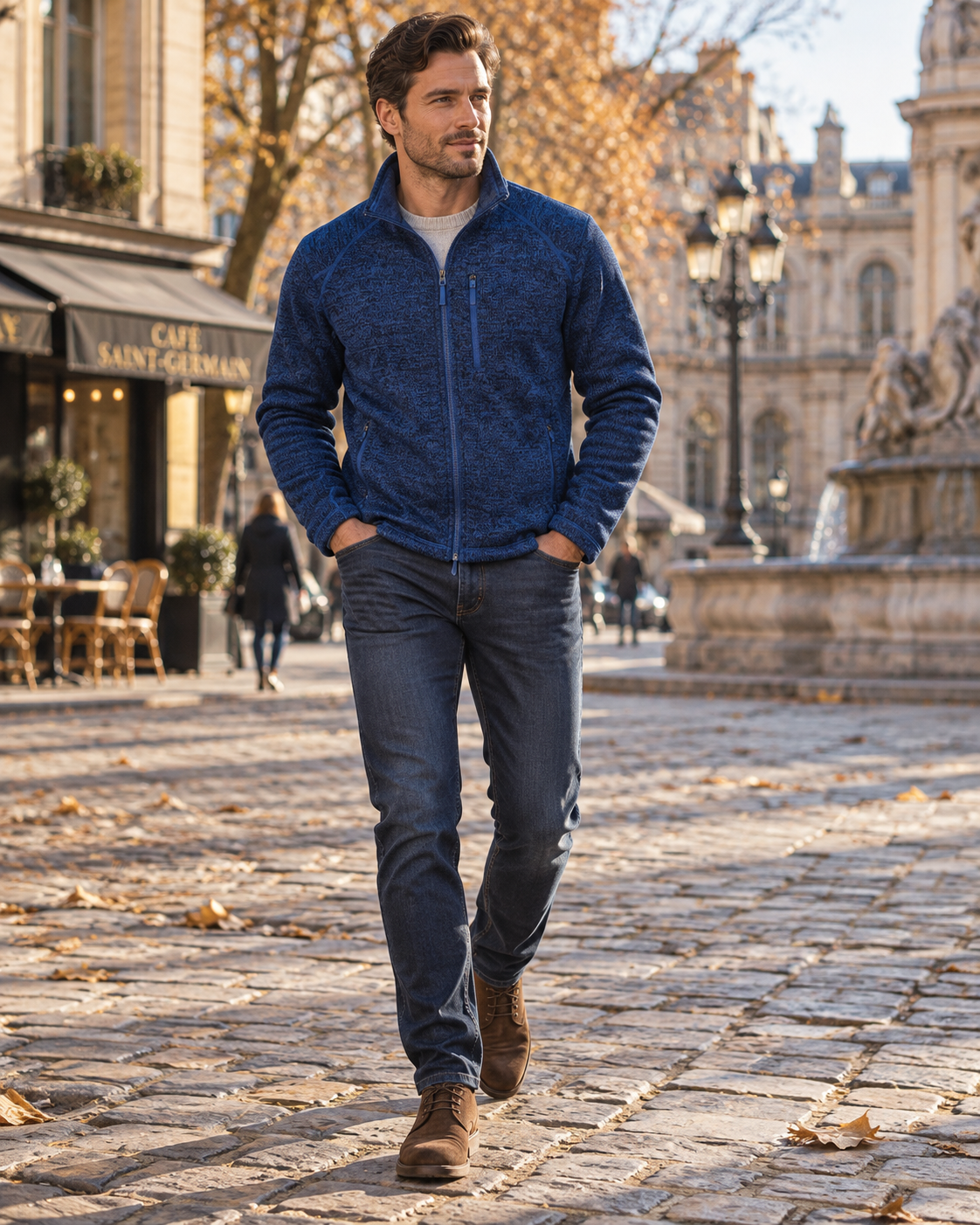 Gideon ανδρικό fleece μπουφάν – ψηλός γιακάς, κλείσιμο με φερμουάρ και τσέπες με φερμουάρ