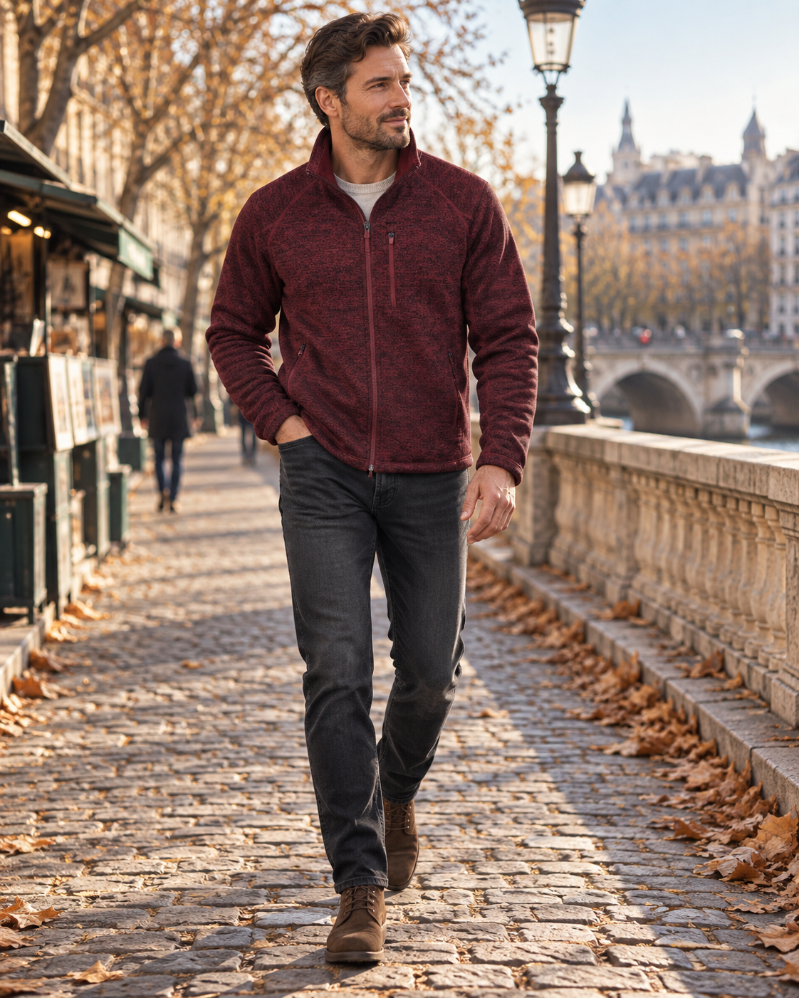 Gideon ανδρικό fleece μπουφάν – ψηλός γιακάς, κλείσιμο με φερμουάρ και τσέπες με φερμουάρ