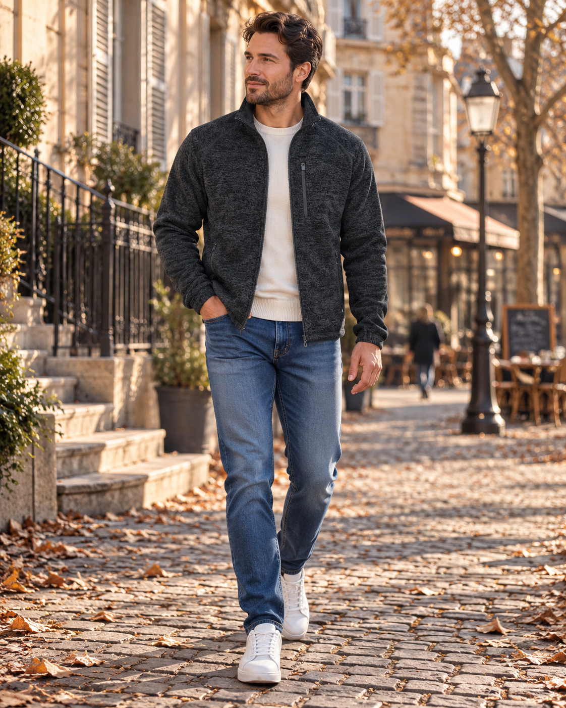 Gideon ανδρικό fleece μπουφάν – ψηλός γιακάς, κλείσιμο με φερμουάρ και τσέπες με φερμουάρ