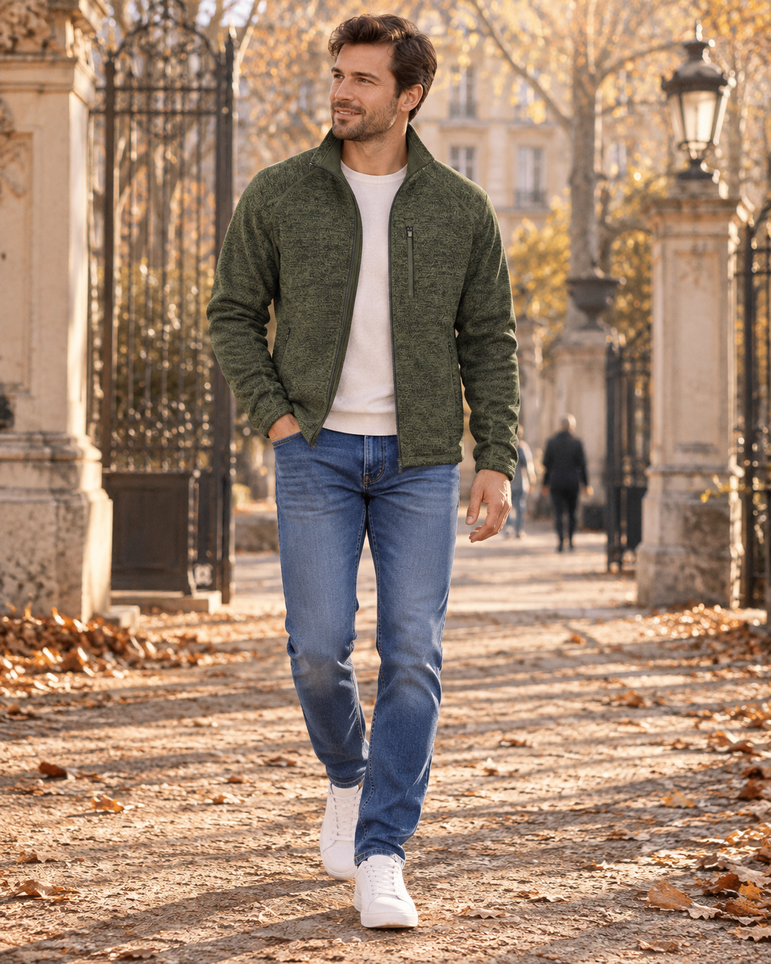 Gideon ανδρικό fleece μπουφάν – ψηλός γιακάς, κλείσιμο με φερμουάρ και τσέπες με φερμουάρ