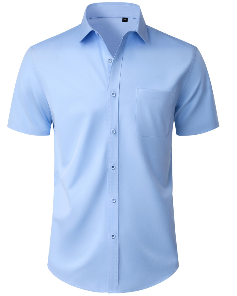 Thomas Camisa Homem – Camisa de Manga Curta Sem Pregas, Corte Regular e Bolso