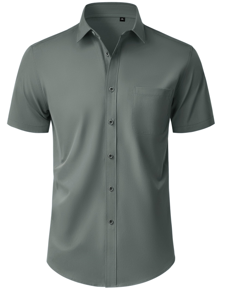 Thomas Camisa Homem – Camisa de Manga Curta Sem Pregas, Corte Regular e Bolso