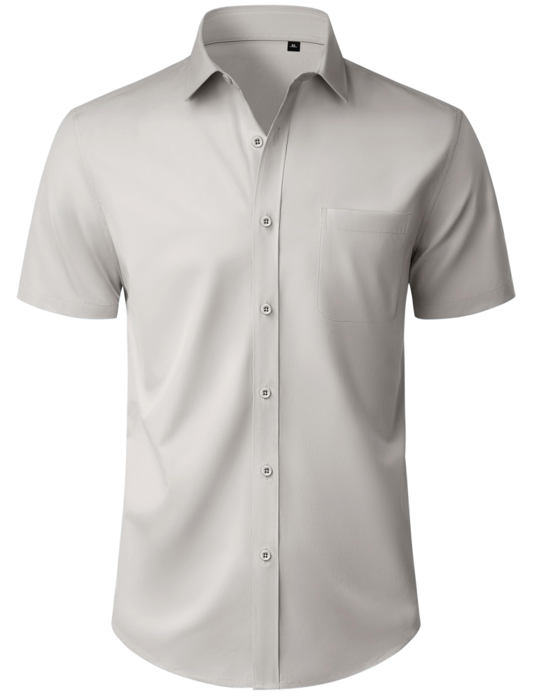 Thomas Camisa Homem – Camisa de Manga Curta Sem Pregas, Corte Regular e Bolso