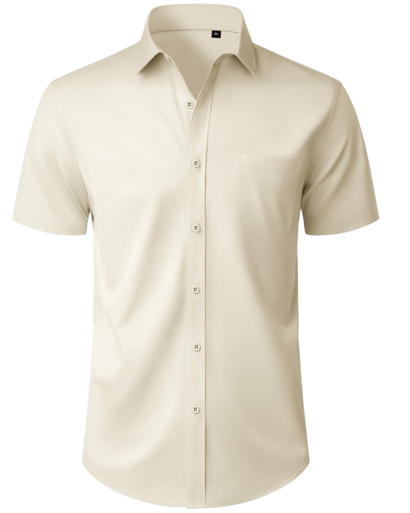 Thomas Camisa Homem – Camisa de Manga Curta Sem Pregas, Corte Regular e Bolso