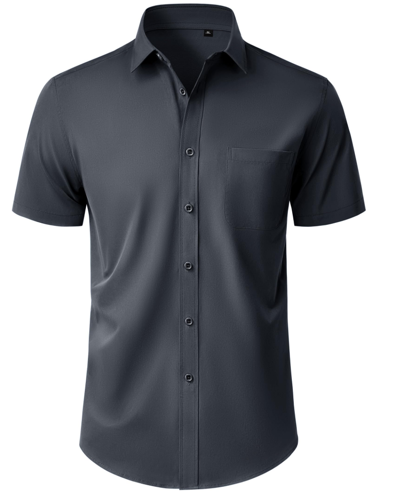 Thomas Camisa Homem – Camisa de Manga Curta Sem Pregas, Corte Regular e Bolso