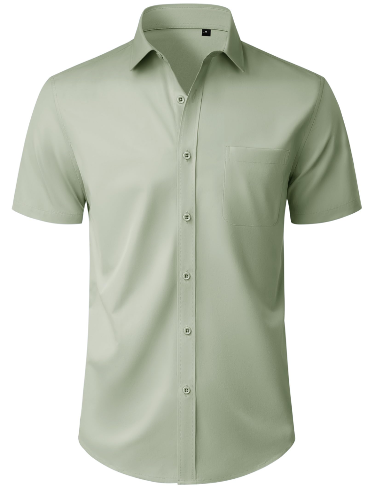 Thomas Camisa Homem – Camisa de Manga Curta Sem Pregas, Corte Regular e Bolso