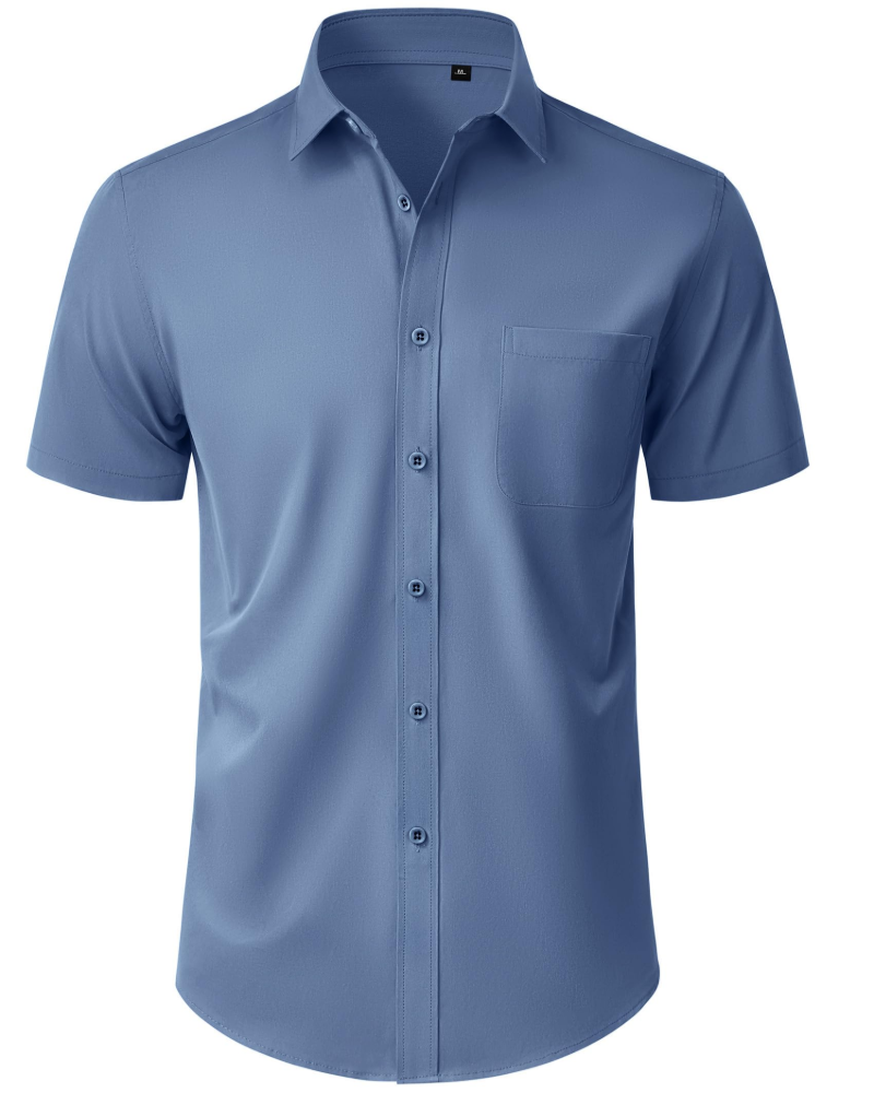 Thomas Camisa Homem – Camisa de Manga Curta Sem Pregas, Corte Regular e Bolso