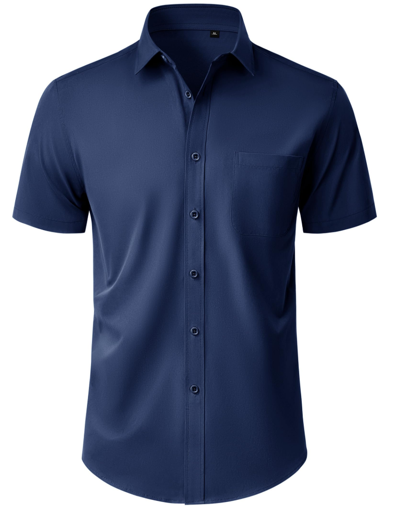 Thomas Camisa Homem – Camisa de Manga Curta Sem Pregas, Corte Regular e Bolso