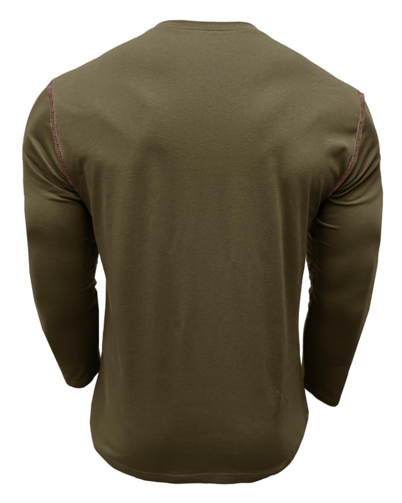 Owen T-Shirt Henley Homme – Haut Manches Longues en Coton Boutonné
