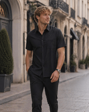 Thomas Camisa Homem – Camisa de Manga Curta Sem Pregas, Corte Regular e Bolso