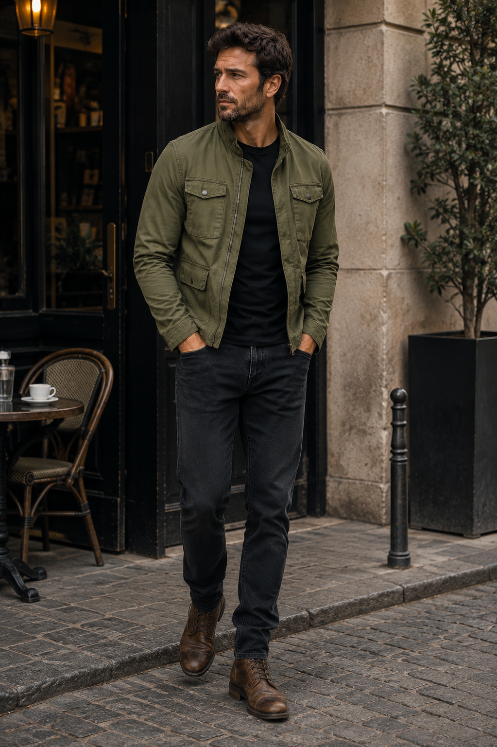 Dorian Veste Zippée Homme – Col Montant, Coton & Style Rétro Casual
