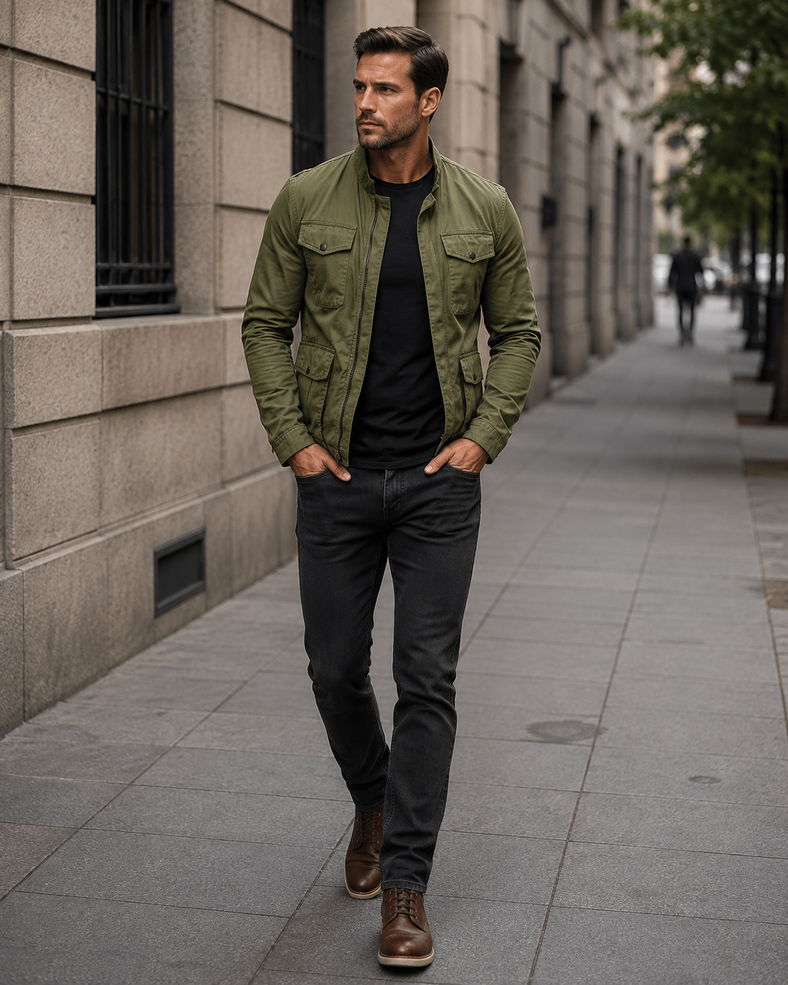 Dorian Veste Zippée Homme – Col Montant, Coton & Style Rétro Casual