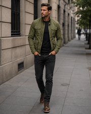 Dorian Veste Zippée Homme – Col Montant, Coton & Style Rétro Casual