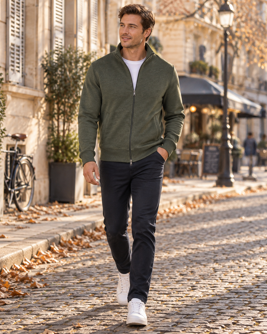 Everett Sweat Zippé Homme – Col Montant, Polaire Douce, Manches Longues et Poches
