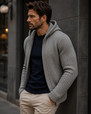 Gilet Callum da uomo in maglia con cerniera – Cappuccio, vestibilità aderente e stile moderno