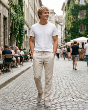 Landon Herenbroek – Lichtgewicht, Ademend, Wijde Broek met Vloeiende Snit, Casual Elegante Stijl