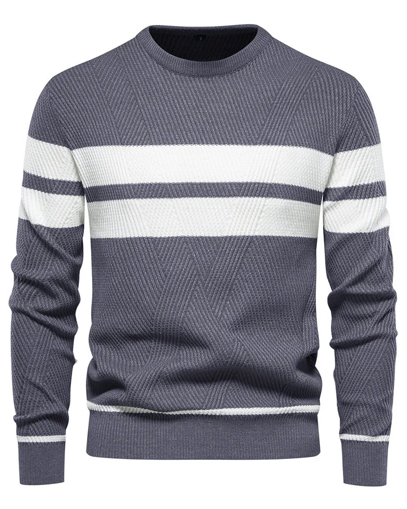 Colton Pull Homme – Πουλόβερ Ριγέ Πλεκτό Άνετο Κλασική Γραμμή Casual Κομψό Στυλ