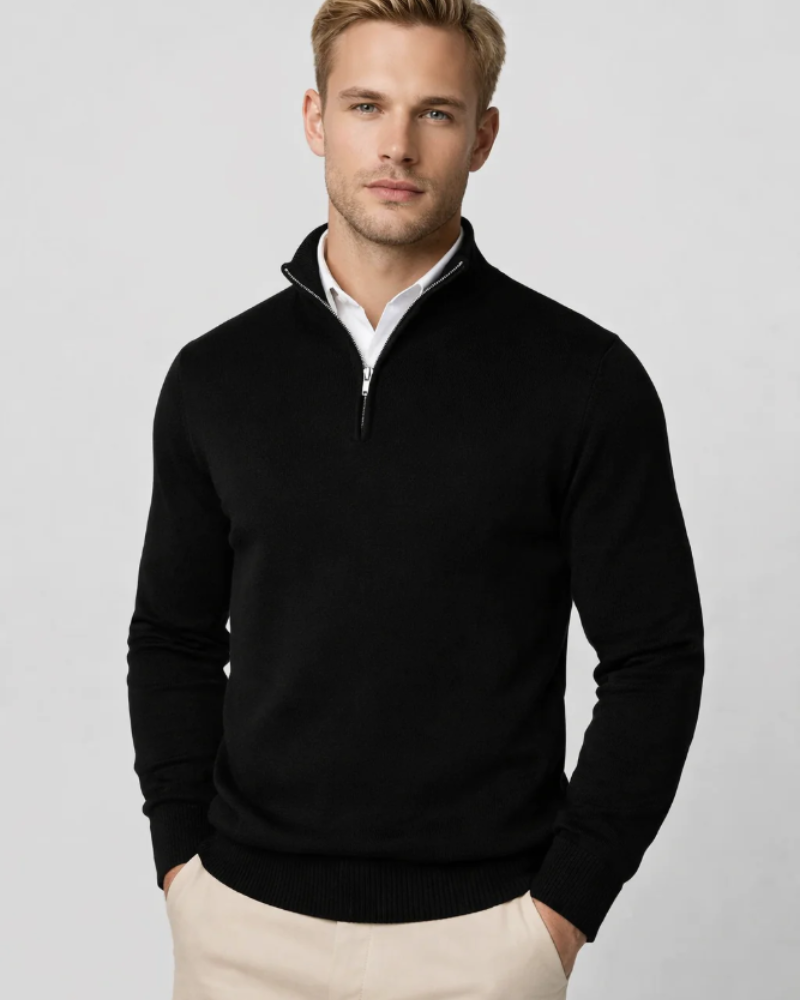 Mason Pull Hombre – Suéter de Cuello Alto con Media Cremallera, Tejido Cómodo, Estilo Casual Elegante