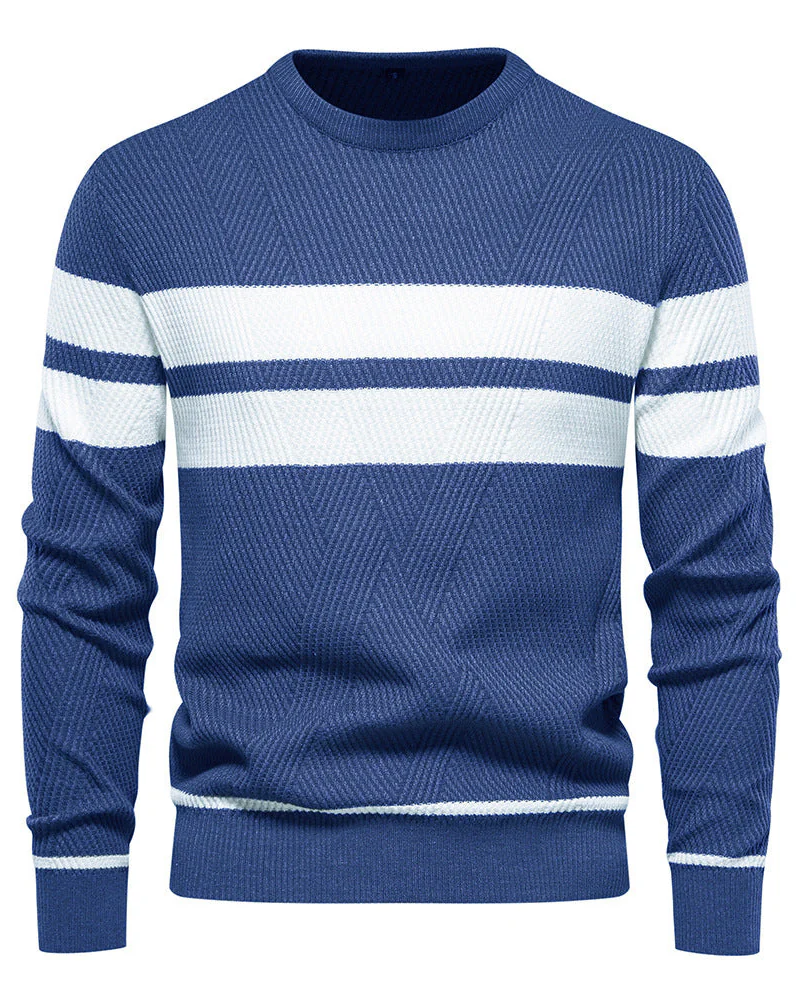 Colton Pull Homme – Πουλόβερ Ριγέ Πλεκτό Άνετο Κλασική Γραμμή Casual Κομψό Στυλ