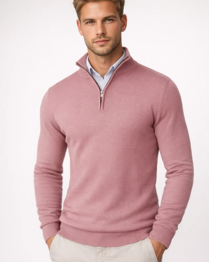 Mason Pull Hombre – Suéter de Cuello Alto con Media Cremallera, Tejido Cómodo, Estilo Casual Elegante