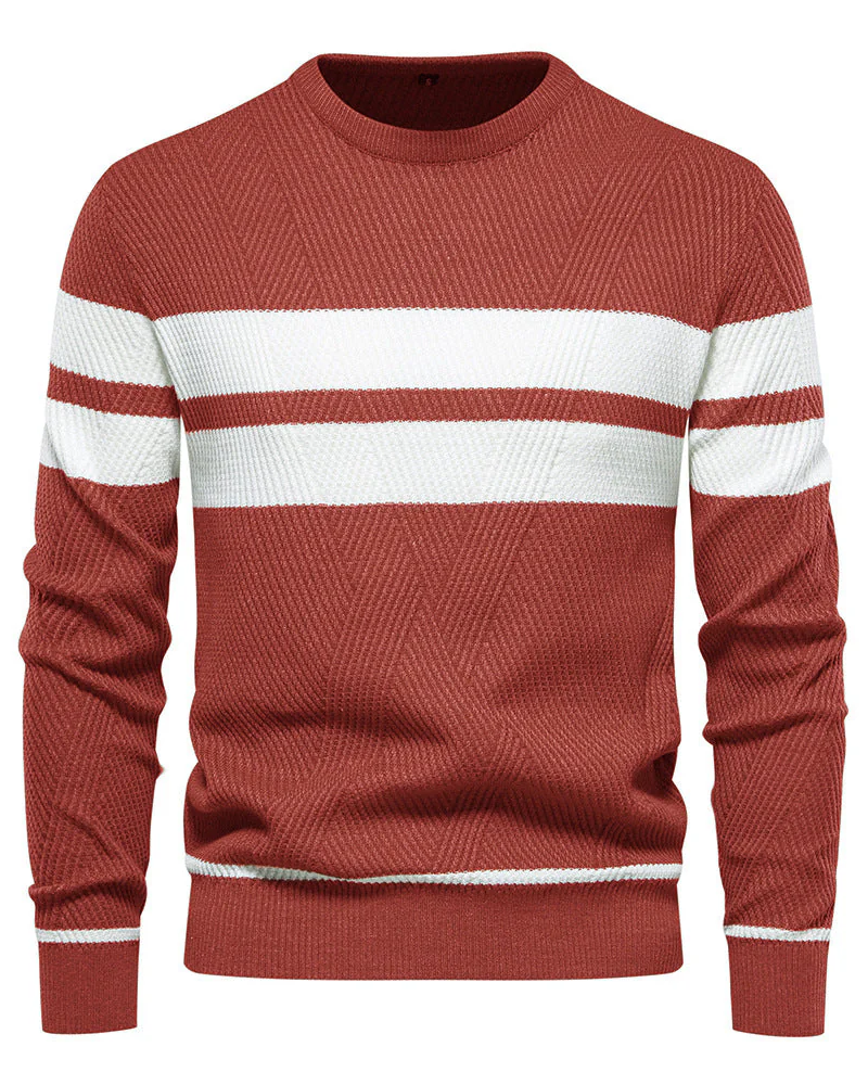 Colton Pull Homme – Πουλόβερ Ριγέ Πλεκτό Άνετο Κλασική Γραμμή Casual Κομψό Στυλ