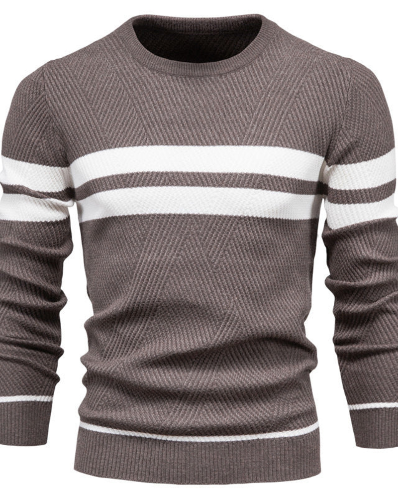 Colton Pull Homme – Πουλόβερ Ριγέ Πλεκτό Άνετο Κλασική Γραμμή Casual Κομψό Στυλ