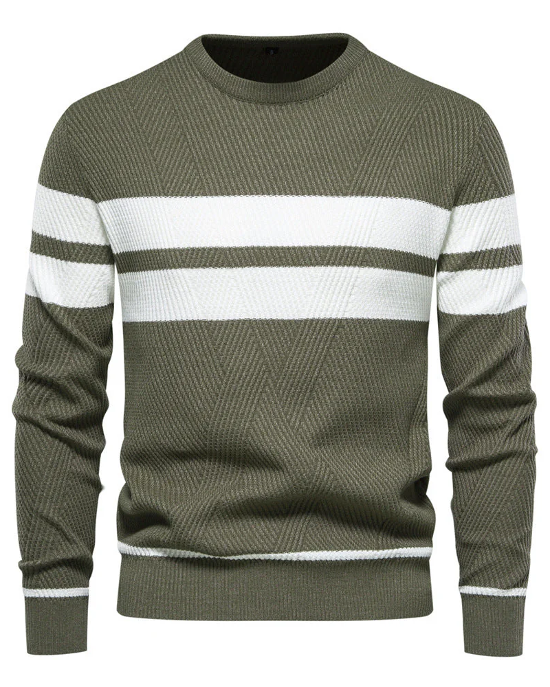 Colton Pull Homme – Πουλόβερ Ριγέ Πλεκτό Άνετο Κλασική Γραμμή Casual Κομψό Στυλ