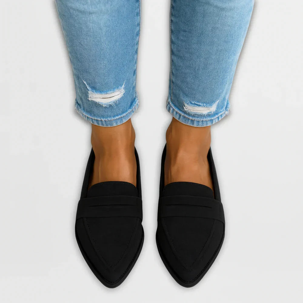 Nora Women's Moccasins – Elegant Suede Shoes with Pointed Toe & Versatile Style