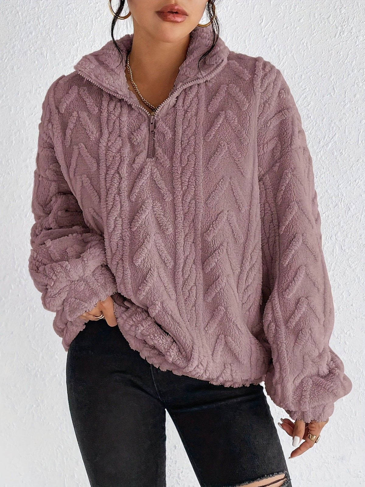 Lina Pull Polaire Femme à Col Montant Zippé – Coupe Confort & Style Moderne