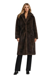 Gia Manteau Lungo Donna – Effetto Pelliccia Lusso con Collo Sciarpa & Taglio Elegante