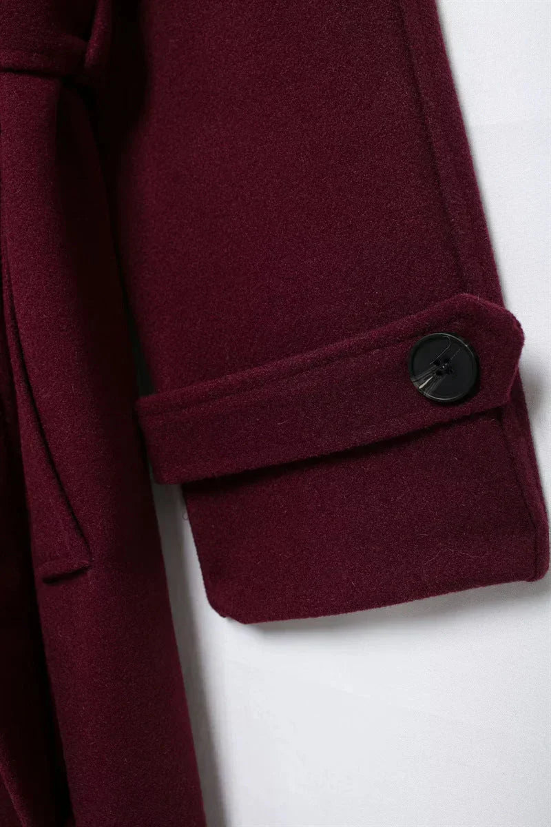 Victoria Oversized Coat for Women – Burgundy Mixed Wool Coat Elegant Cut