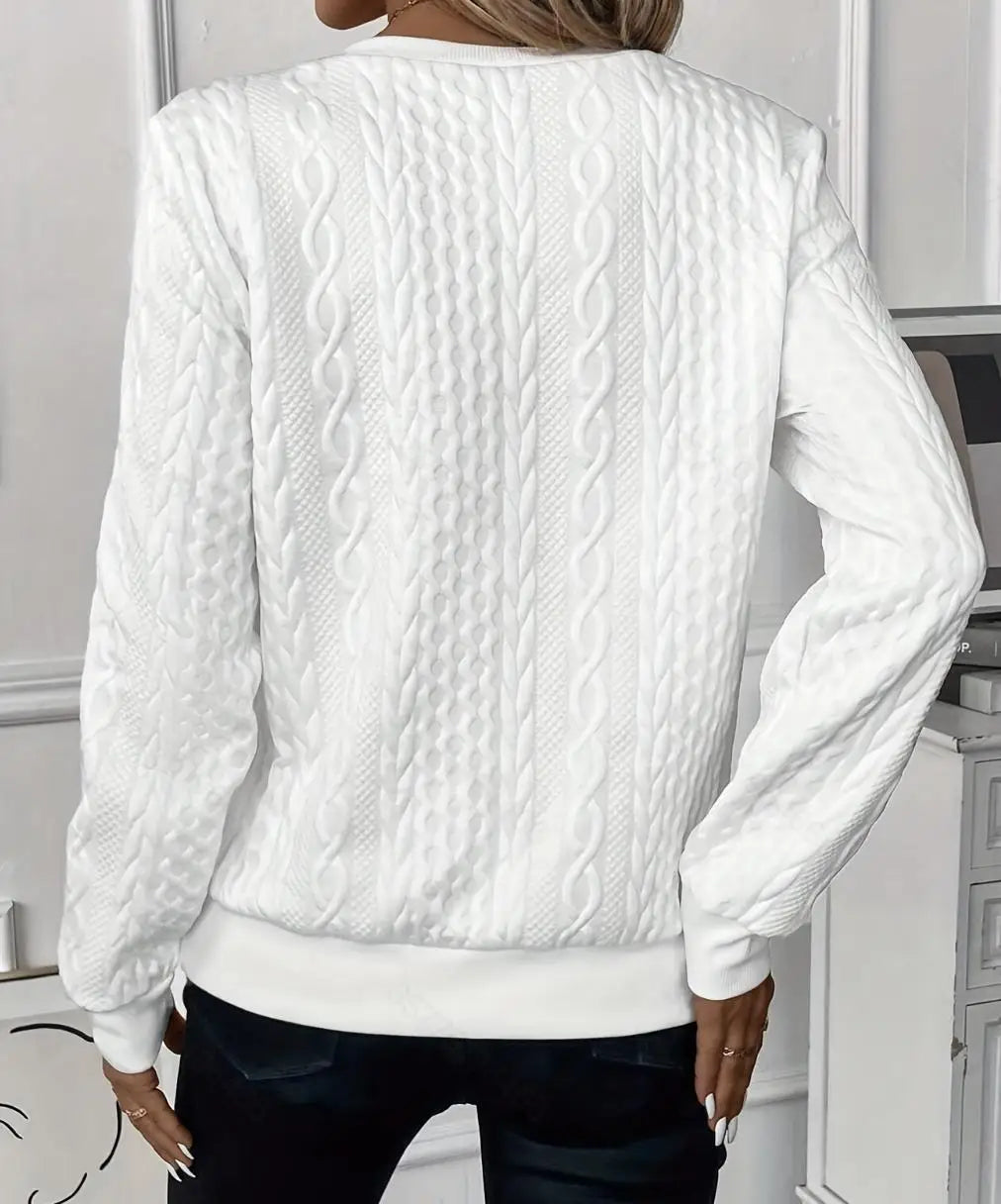 Margaux Sweat Damski Zima – Wygodny Sweter na Zamek z Dzianiny z Eleganckim Wzorem