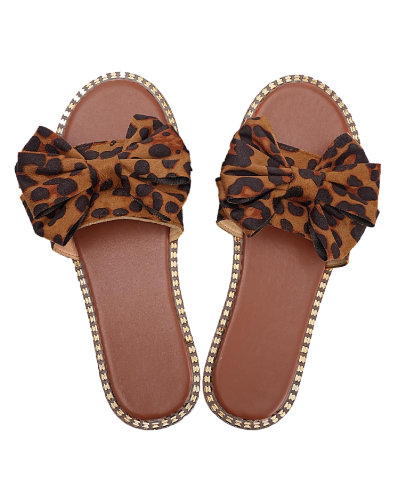 Jola Women's Mules – Flat Sandals with Elegant Bow & Summer Slip-On Design