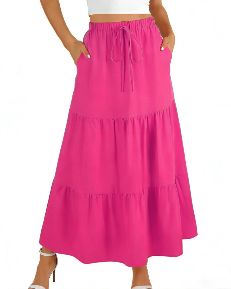 Gonna lunga svasata Grace Jupe Maxi da donna – con vita alta elastica e tasche