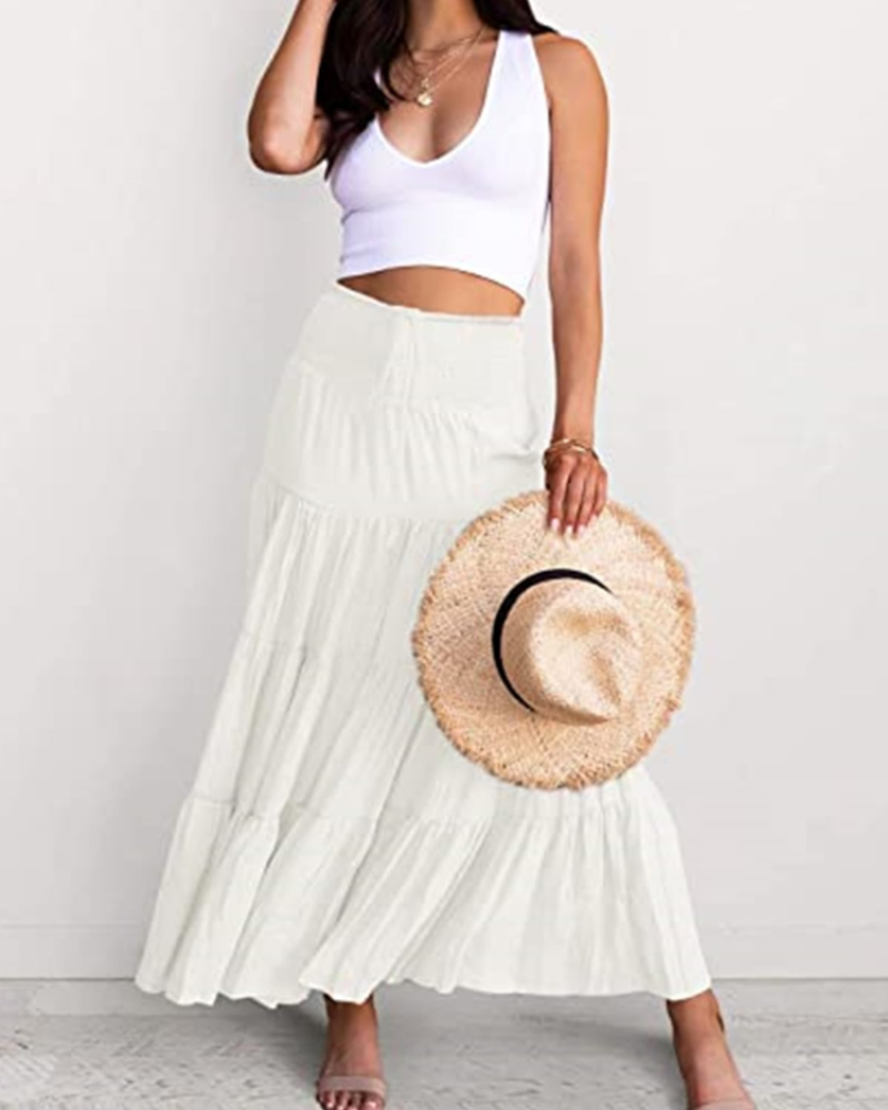 Sukienka maxi Amelia Femme 2 w 1 – rozkloszowana sukienka boho z elastyczną talią i dekoltem halter