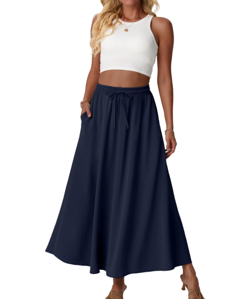 Gonna lunga a trapezio a vita alta con tasche Maeve Jupe Maxi Fleurie da donna