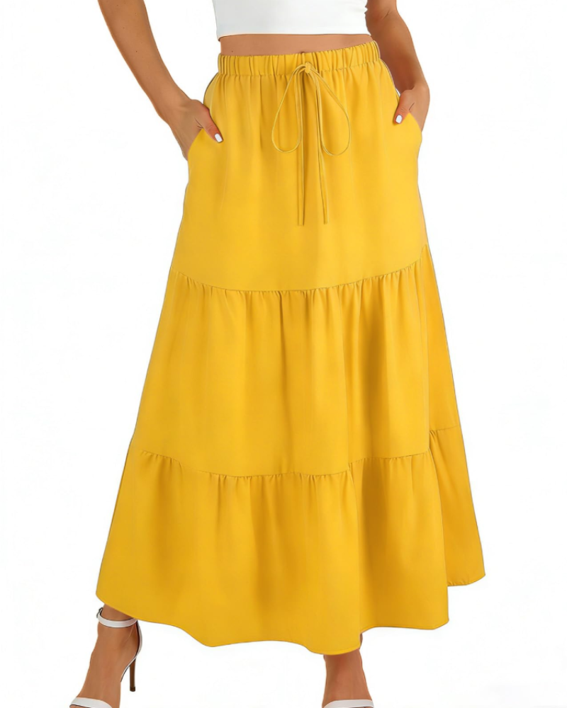 Gonna lunga svasata Grace Jupe Maxi da donna – con vita alta elastica e tasche
