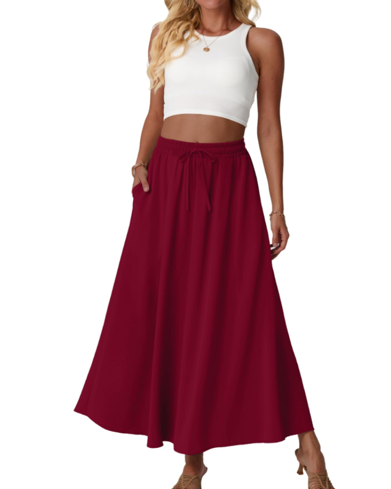 Gonna lunga a trapezio a vita alta con tasche Maeve Jupe Maxi Fleurie da donna