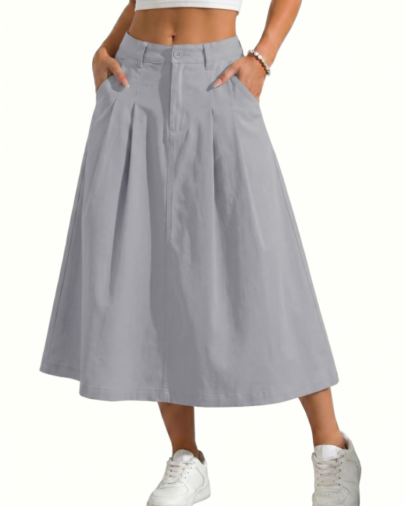 Gonna Midi Utility Rowan da Donna – Gonna a Vita Alta con Bottoni e Tasche
