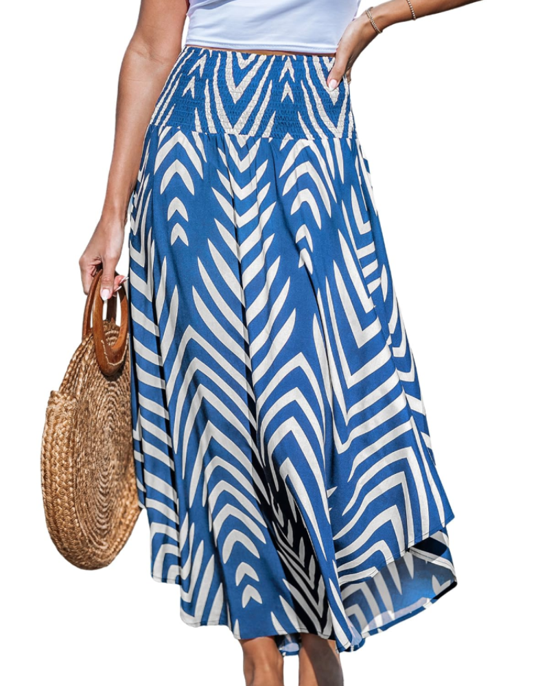 Briar Jupe Maxi Dame – Lang Boheme Nederdel i Viskose med Smocket Talje